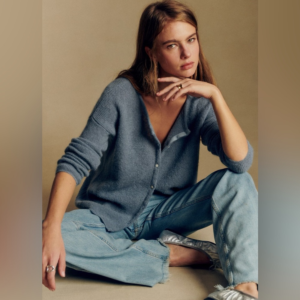 Like New Sezane Gaspard Cardigan Bleu Vintage - Size L